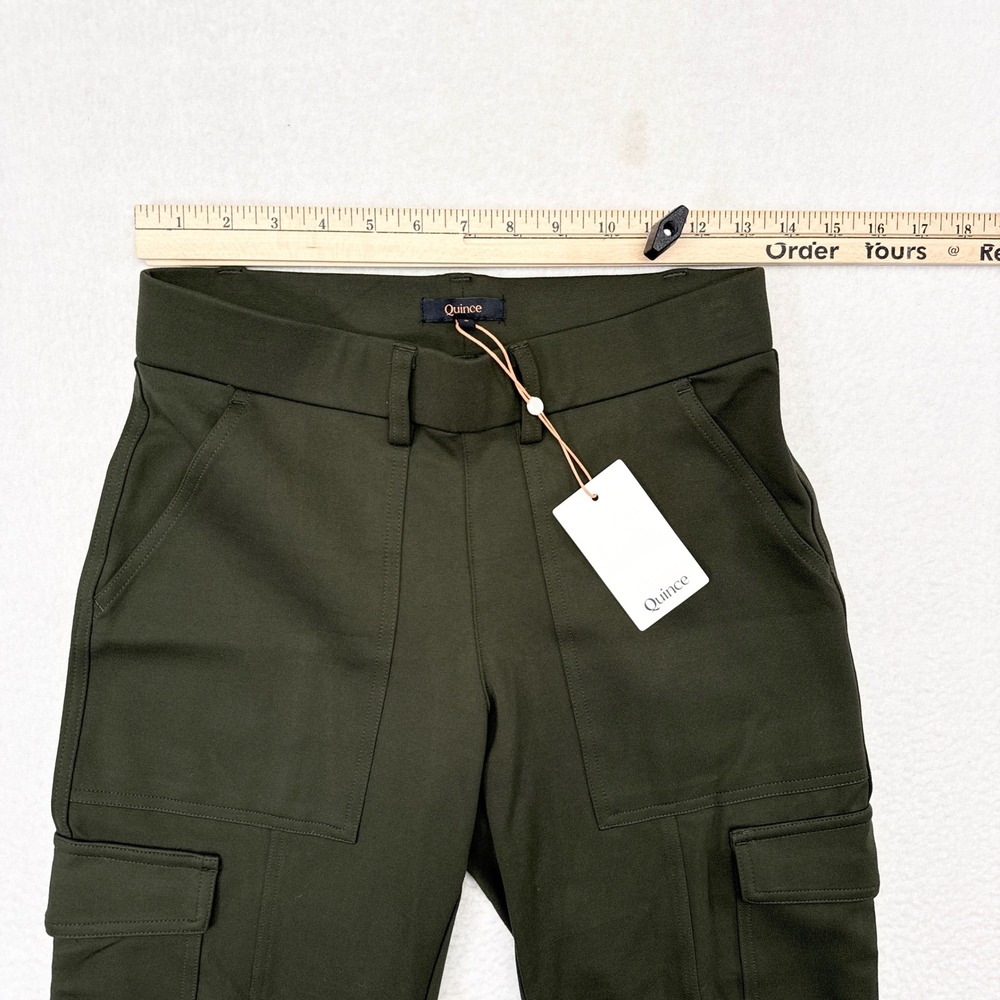 Quince Ultra Stretch Ponte Tapered Cargo Pants Womens Size Small Olive Green NEW - Picture 6 of 8